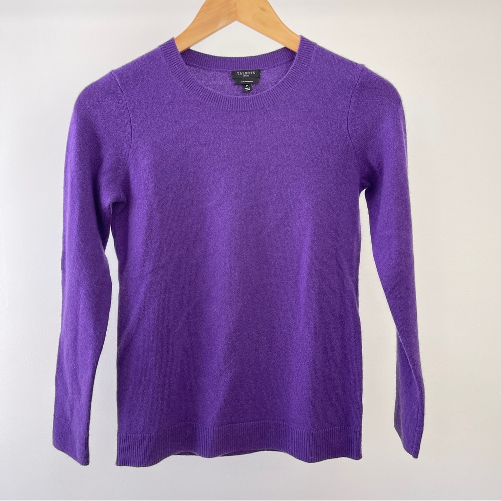 Talbots Crewneck Cashmere Sweater Petite Purple Size S